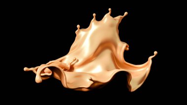 Siyah arka planda biraz altın karamel. 3d illüstrasyon, 3d canlandırma.