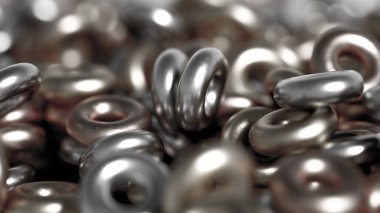 Metal arka plan halka detayı. 3d illüstrasyon, 3d canlandırma.