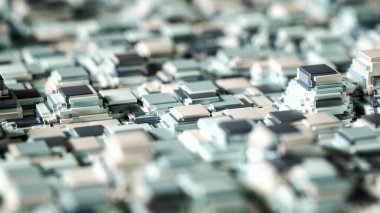 Tekno yüksek teknoloji geçmişi, geometri, küp, soyutlama. 3d illüstrasyon, 3d canlandırma.