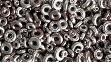 Metal arka plan halka detayı. 3d illüstrasyon, 3d canlandırma.