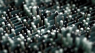 Tekno yüksek teknoloji geçmişi, geometri, küp, soyutlama. 3d illüstrasyon, 3d canlandırma.