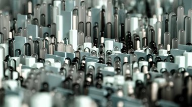 Tekno yüksek teknoloji geçmişi, geometri, küp, soyutlama. 3d illüstrasyon, 3d canlandırma.