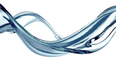 Bir tutam berrak mavi sıvı, su. 3d illüstrasyon, 3d canlandırma.