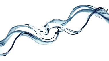 Bir tutam berrak mavi sıvı, su. 3d illüstrasyon, 3d canlandırma.