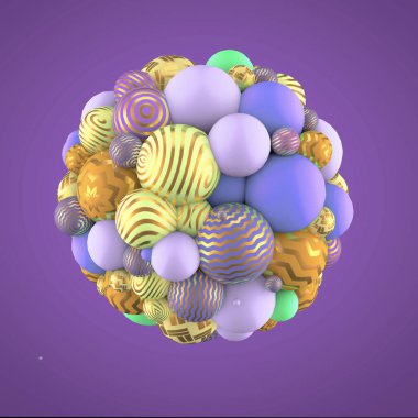 Elementlerle soyut arkaplan. 3d illüstrasyon, 3d canlandırma.