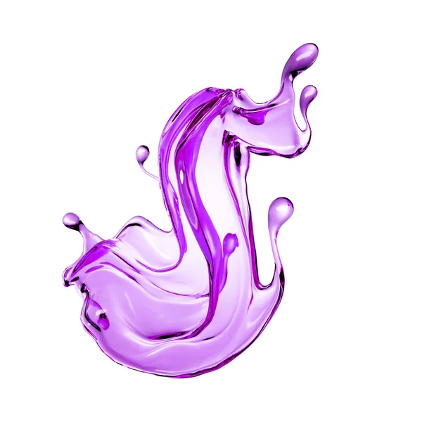 Splash Lichid Violet Limpede Ilustrație Redare — Fotografie, imagine de stoc