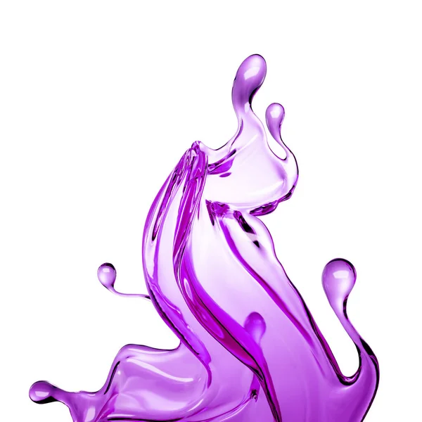 Всплеск Чистой Фиолетовой Жидкости Иллюстрация Рендеринг — стоковое фото