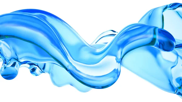 Spritzer Klare Blaue Flüssigkeit Wasser Illustration Rendering — Stockfoto