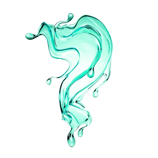 Splash Από Διάφανο Τυρκουάζ Νερό Λευκό Φόντο Απεικόνιση Απόδοση — Φωτογραφία Αρχείου