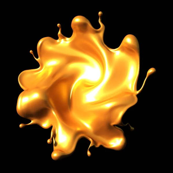 Splash Golden Caramel Black Background Illustration Rendering — Stock Photo, Image