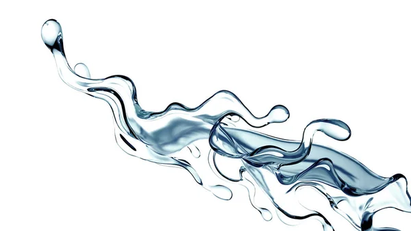 Spritzer Klare Blaue Flüssigkeit Wasser Illustration Rendering — Stockfoto