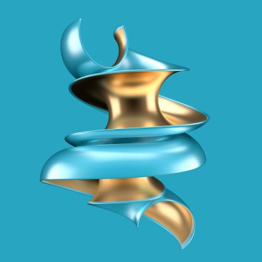 Turkuaz ve altınla soyut bir arka plan. 3d illüstrasyon, 3d canlandırma.