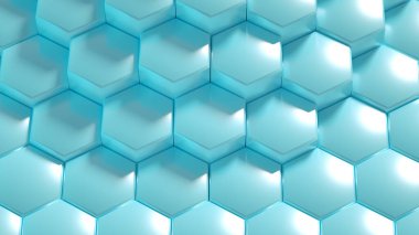 Geometri altıgen arkaplanı. 3d illüstrasyon, 3d canlandırma.