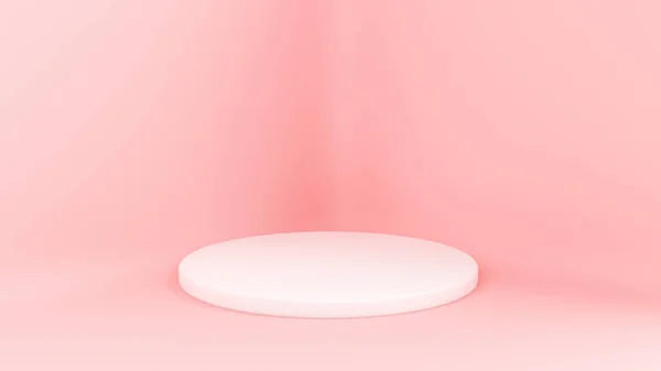 Sfondo Chiaro Bianco Rosa Studio Piedistallo Illustrazione Rendering — Foto Stock