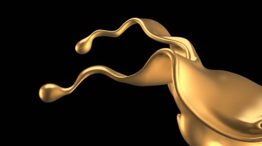 Zarif, lüks altın sıvısı. 3d illüstrasyon, 3d canlandırma.