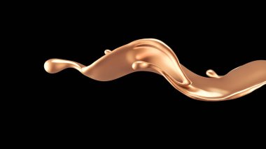 Zarif, lüks altın sıvısı. 3d illüstrasyon, 3d canlandırma.