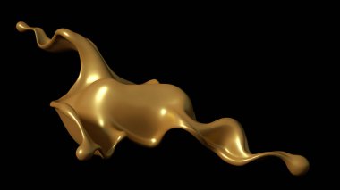 Siyah arka planda biraz altın karamel. 3d illüstrasyon, 3d canlandırma.