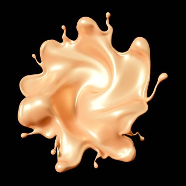 Siyah arka planda biraz altın karamel. 3d illüstrasyon, 3d canlandırma.