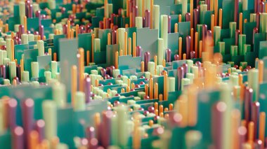 Tekno yüksek teknoloji geçmişi, geometri, küp, soyutlama. 3d illüstrasyon, 3d canlandırma.