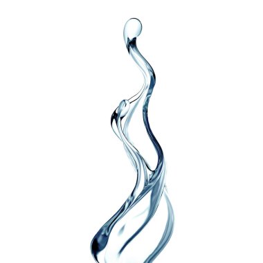 Bir tutam berrak mavi sıvı, su. 3d illüstrasyon, 3d canlandırma.