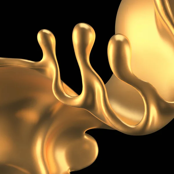 Eleganter Luxuriöser Spritzer Goldflüssigkeit Illustration Rendering — Stockfoto