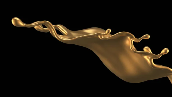 Elegante Lussuosa Spruzzata Liquido Oro Illustrazione Rendering — Foto Stock