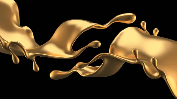 Elegante Luxo Respingo Líquido Ouro Ilustração Renderização — Fotografia de Stock