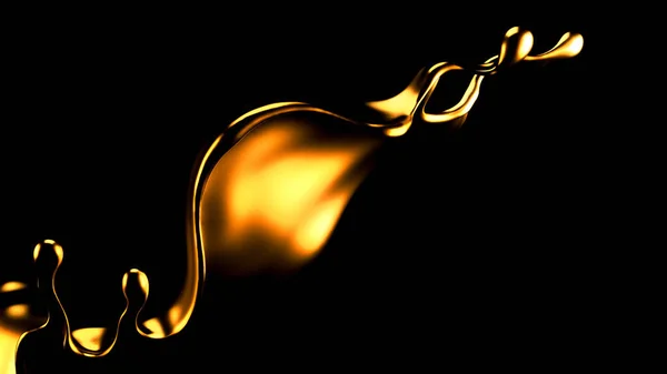 Елегантні Розкішні Бризки Золотої Рідини Ілюстрація Візуалізація — стокове фото