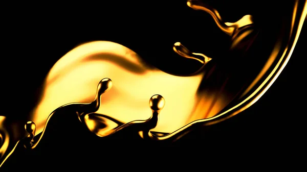Elegante Lujoso Chorrito Líquido Dorado Ilustración Representación — Foto de Stock