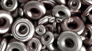 Metal arka plan halka detayı. 3d illüstrasyon, 3d canlandırma.