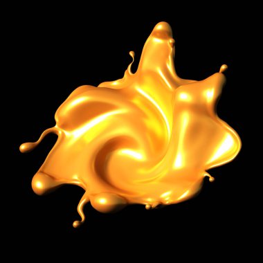 Siyah arka planda biraz altın karamel. 3d illüstrasyon, 3d canlandırma.