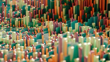 Tekno yüksek teknoloji geçmişi, geometri, küp, soyutlama. 3d illüstrasyon, 3d canlandırma.