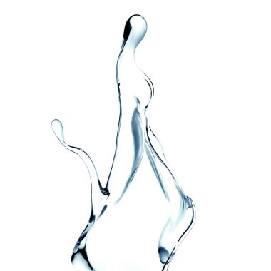 Bir tutam berrak mavi sıvı, su. 3d illüstrasyon, 3d canlandırma.