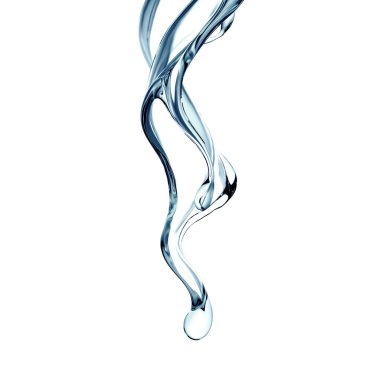 Bir tutam berrak mavi sıvı, su. 3d illüstrasyon, 3d canlandırma.