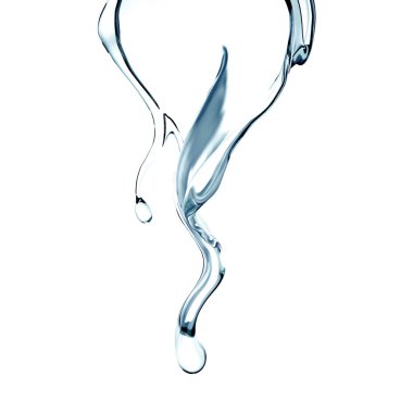 Bir tutam berrak mavi sıvı, su. 3d illüstrasyon, 3d canlandırma.