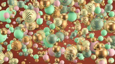 Elementlerle soyut arkaplan. 3d illüstrasyon, 3d canlandırma.