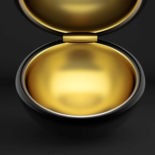 Gyönyörű Ünnepi Ajándék Csomagolás Belül Arany Fekete Háttérrel Illusztráció Renderelés — Stock Fotó