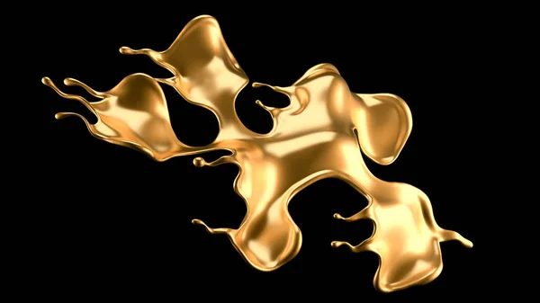 Elegant Lyxigt Stänk Guld Vätska Illustration Återgivning — Stockfoto