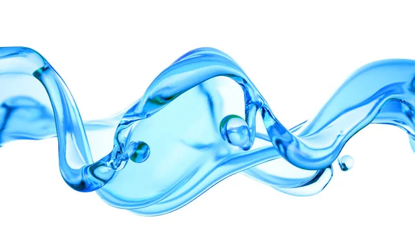 Spritzer Klare Blaue Flüssigkeit Wasser Illustration Rendering — Stockfoto