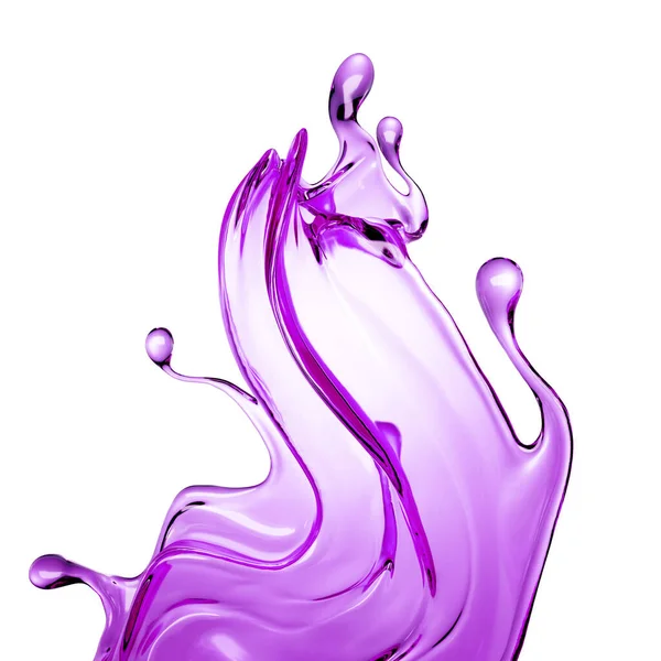 Spritzer Klare Violette Flüssigkeit Illustration Rendering — Stockfoto