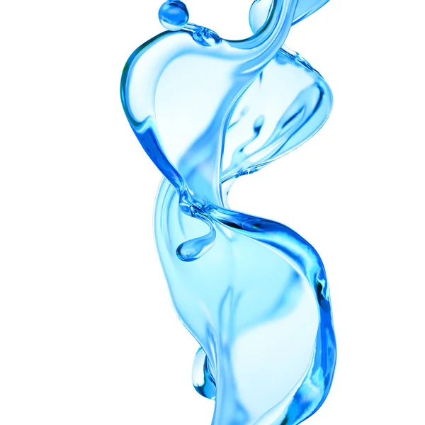 Spritzer Klare Blaue Flüssigkeit Wasser Illustration Rendering — Stockfoto