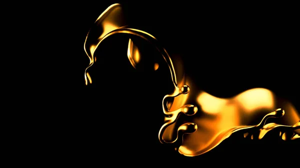 Elegante Lujoso Chorrito Líquido Dorado Ilustración Representación — Foto de Stock
