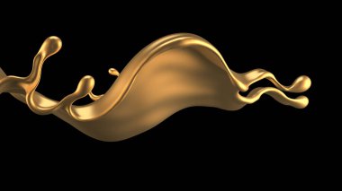 Zarif, lüks altın sıvısı. 3d illüstrasyon, 3d canlandırma.