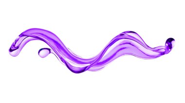 Bir tutam kalın mor sıvı. 3d illüstrasyon, 3d canlandırma.