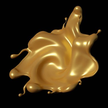 Siyah arka planda biraz altın karamel. 3d illüstrasyon, 3d canlandırma.