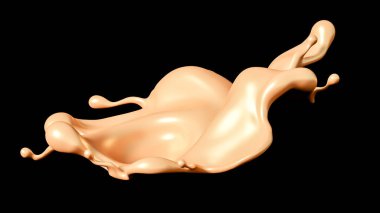 Siyah arka planda biraz altın karamel. 3d illüstrasyon, 3d canlandırma.