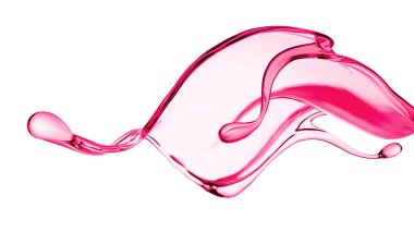 Bir tutam pembe sıvı. 3d illüstrasyon, 3d canlandırma.