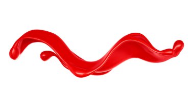 Kalın kırmızı sıvı serpintisi. 3d illüstrasyon, 3d canlandırma.