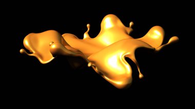 Siyah arka planda biraz altın karamel. 3d illüstrasyon, 3d canlandırma.