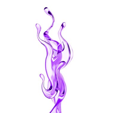 Bir tutam kalın mor sıvı. 3d illüstrasyon, 3d canlandırma.